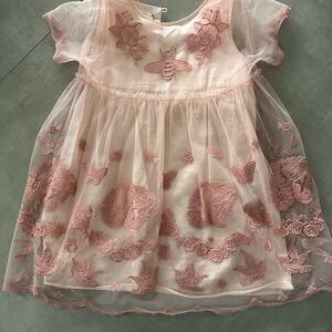 Embroidered Pink Tulle Dress gucci